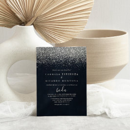 Invitación Silver Confetti Calligraphy Boda español