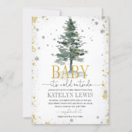 Invitación Silver de Baby Shower para árbol de Nav