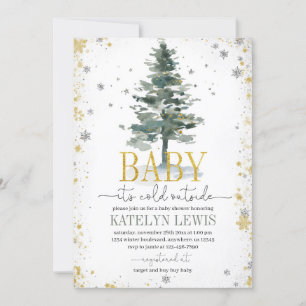 Invitación Silver de Baby Shower para árbol de Nav