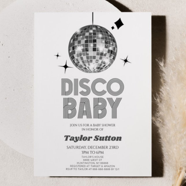 Invitación Silver Disco Ball 'Disco Baby' Baby Shower (Subido por el creador)