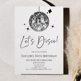 Invitación Silver Disco Ball Let's Disco Fiesta de cumpleaños