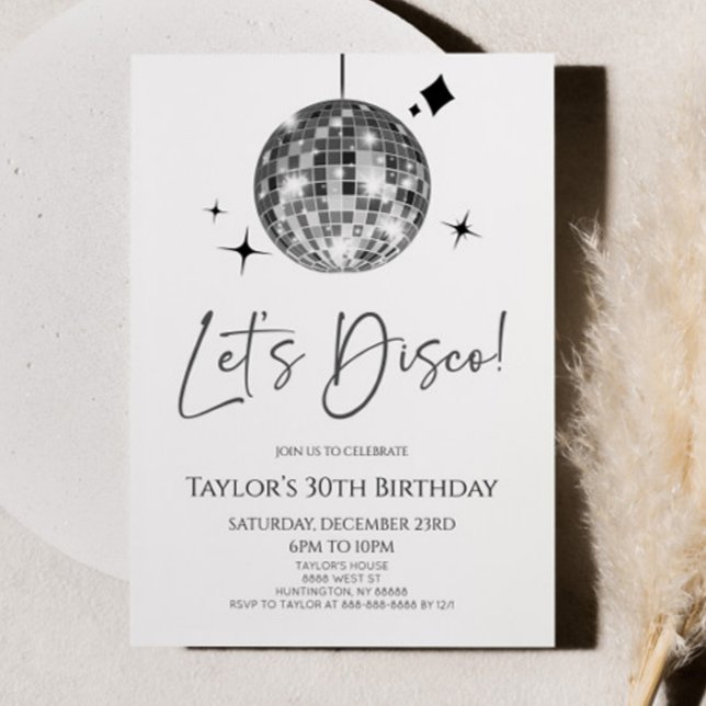 Invitación Silver Disco Ball Let's Disco Fiesta de cumpleaños (Subido por el creador)