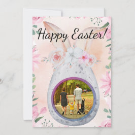 Invitación Silver Easter Egg with photo