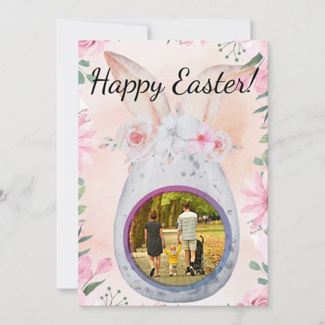 Invitación Silver Easter Egg with photo (Anverso)