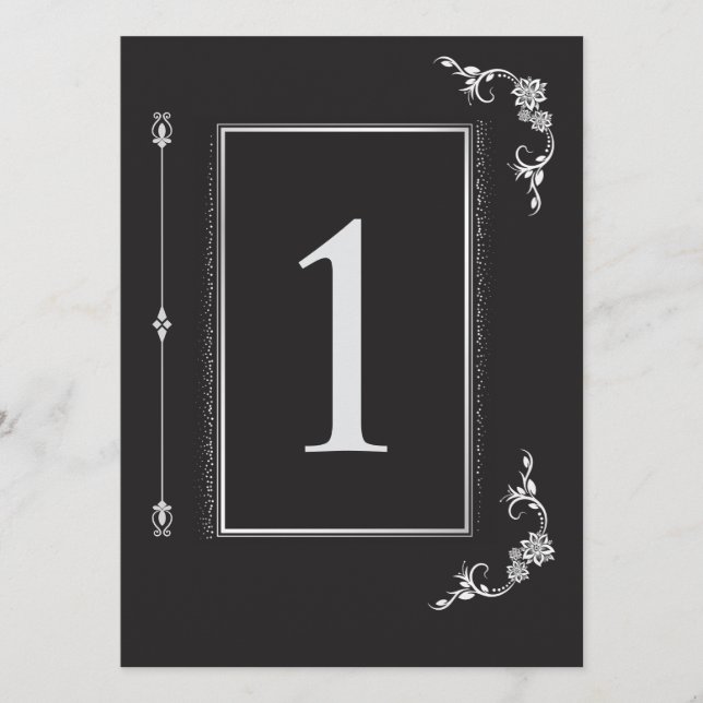 Invitación Silver Elegance Collection Wedding Table Number (Anverso)
