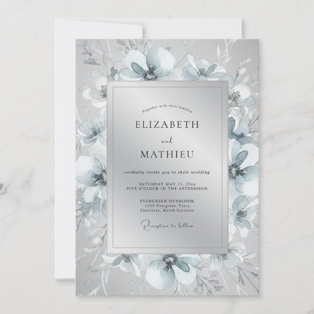 Invitación Silver Ethereal Winter Wedding (Anverso)