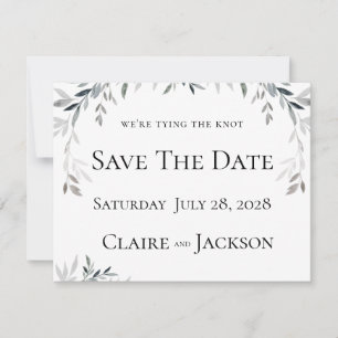 Invitación Silver Eucalyptus Greenery Boda 2 Guardar La Fecha