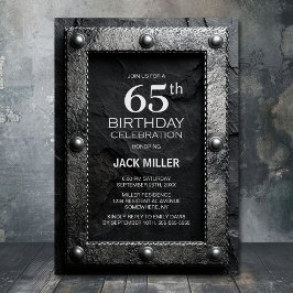 Invitación Silver Frame Black Slate 65th Birthday Party