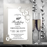 Invitación Silver Geometric 40th Birthday Party<br><div class="desc">Organize and invite your friends and loved ones to your 40th birthday party with this stylish silver hexagonal geometric birthday party invitation.</div>