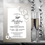 Invitación Silver Geometric 70th Birthday Party<br><div class="desc">Organice e invite a sus amigos y seres queridos a su fiesta de cumpleaños número 70 con esta elegante invitación hexagonal de cumpleaños de plata.</div>