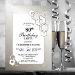 Invitación Silver Geometric 80th Birthday Party<br><div class="desc">Organice e invite a sus amigos y seres queridos a su fiesta de cumpleaños número 80 con esta elegante invitación hexagonal de cumpleaños de plata.</div>