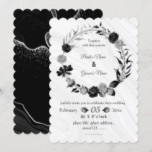 silver gray & black floral wreath wedding