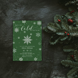 Invitación Silver Green Magical Winter Snowflake Baby Shower 