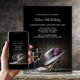 Invitación Silver High Heel Shoes Birthday Party