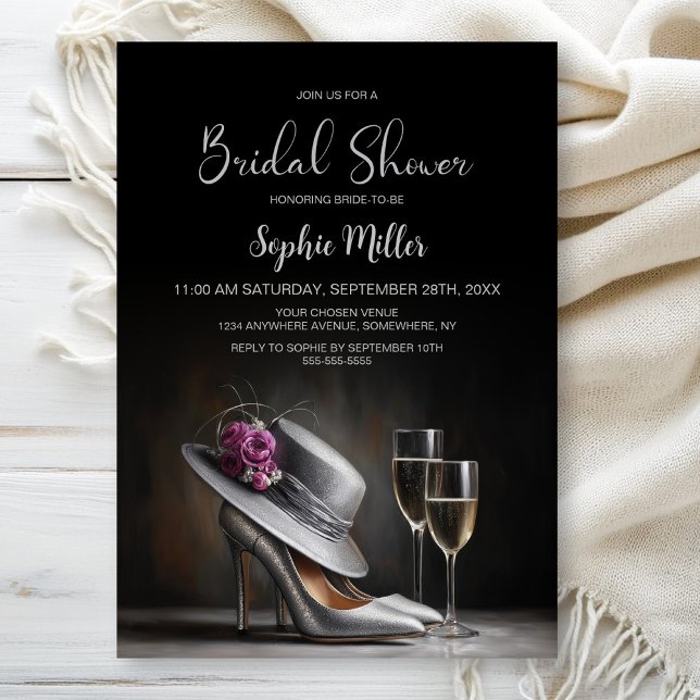 Invitación Silver High Heel Shoes Bridal Shower (Subido por el creador)