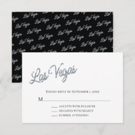 Invitación Silver Las Vegas Sparkles Wedding RSVP