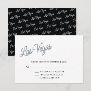 Invitación Silver Las Vegas Sparkles Wedding RSVP
