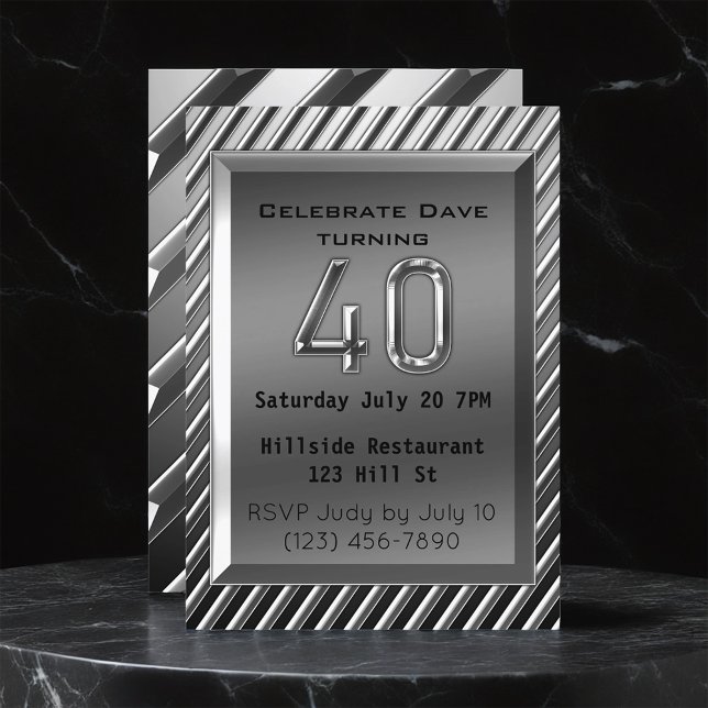 Invitación Silver Metallic 40 cumpleaños (Subido por el creador)