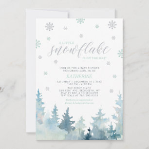 Invitación Silver & Mint   Copo de Nieve Invierno Baby Shower