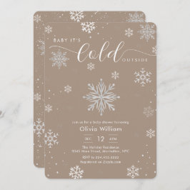 Invitación Silver Neutral Magic Winter Snowflake Baby Shower