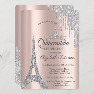 Invitación Silver Paris Torre Eiffel, Drits Quinceañera