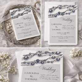 Invitación Silver Pearl Elegant Classic Wedding 