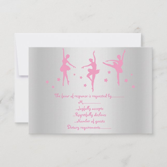 INVITACIÓN SILVER PINK BALLERINA RSVP (Anverso)