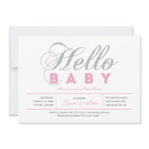 Silver & Pink | Niña, Tipografía Chic Baby Shower