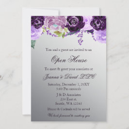 Invitación Silver Purple Floral Business Fiesta corporativo