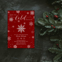 Silver Red Magical Winter Snowflake Baby Shower 