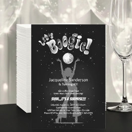 Invitación Silver Retro Boogie 60th Birthday Party