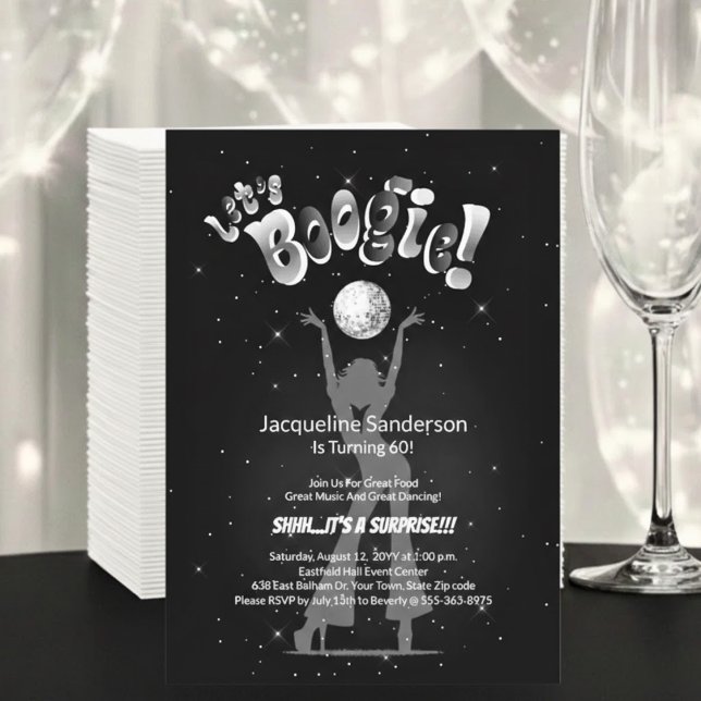 Invitación Silver Retro Boogie 60th Birthday Party (Subido por el creador)