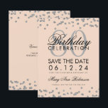Invitación Silver Rubor Pink 80th Birthday Save Date Confetti<br><div class="desc">Elegante diseño "80th Birthday Party" con el Purpurina de Faux Plata Confetti Rubor Pink y el nombre personalizado y el texto de los detalles. Fácil de usar y fácil de personalizar. ¡No te quedes sin el tuyo!</div>