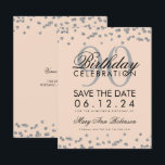 Invitación Silver Rubor Pink 90th Birthday Save Date Confetti<br><div class="desc">Elegante diseño "Novena fiesta de cumpleaños" con Purpurina de Faux Plata Confetti Rubor Rosa y nombre personalizado y texto de detalles. Fácil de usar y fácil de personalizar. ¡No te quedes sin el tuyo!</div>