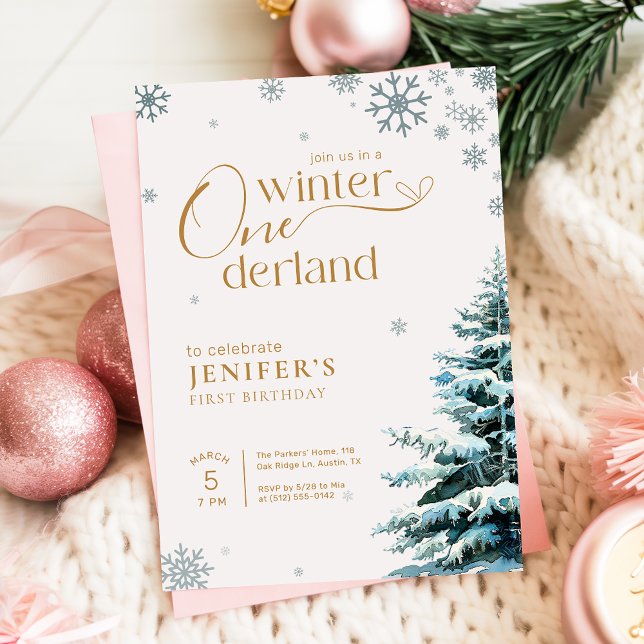 Invitación Silver Snowflake Winter Onderland 1st Birthday (Subido por el creador)