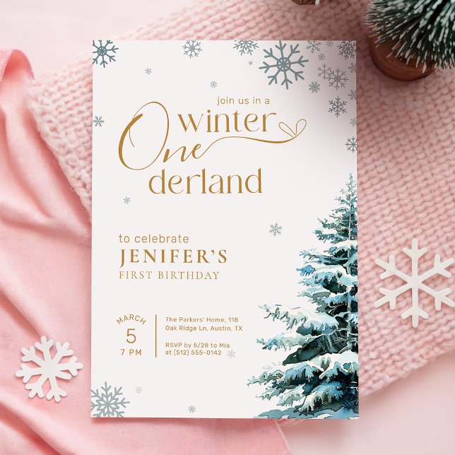 Invitación Silver Snowflake Winter Onderland 1st Birthday (Subido por el creador)