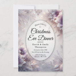 Invitación Silver Soft Amethyst Winter Christmas Eve Dinner