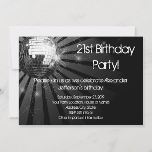 Invitación Silver Sparkle Disco Ball Personalizado fiesta de