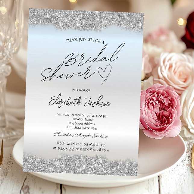 Invitación Silver Sparkle Glitter Bridal Shower  (Subido por el creador)