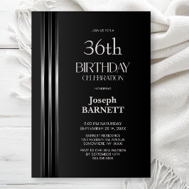 Invitación Silver Striped Black Grey Any Age Birthday Party