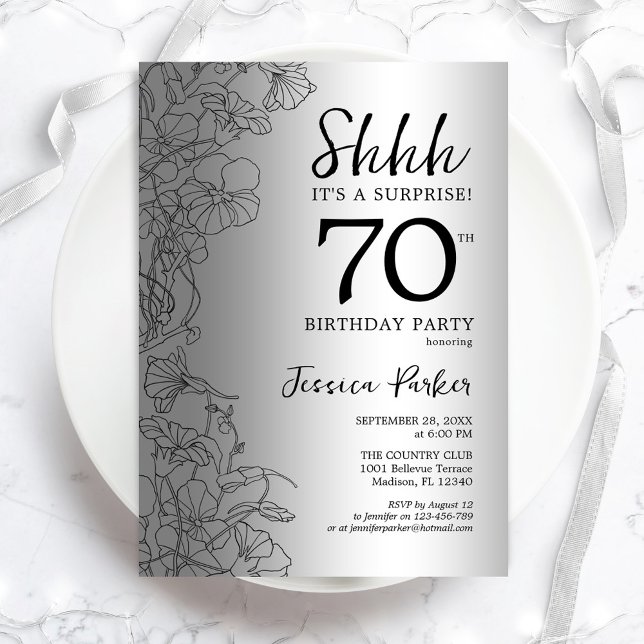 Invitación Silver Surprise 70th Birthday (Subido por el creador)