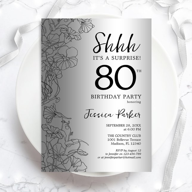 Invitación Silver Surprise 80º cumpleaños (Subido por el creador)