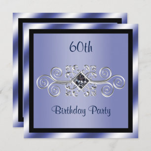 Invitación Silver Swirls & Diamond 60th Birthday Party