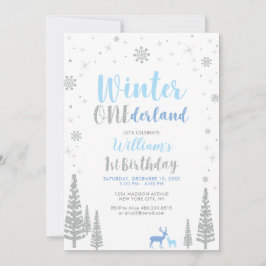Invitación Silver Winter onederland Primera fiesta de cumplea