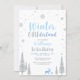 Invitación Silver Winter onederland Primera fiesta de cumplea