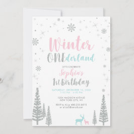 Invitación Silver Winter onederland Primera fiesta de cumplea
