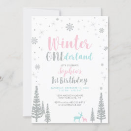 Invitación Silver Winter onederland Primera fiesta de cumplea
