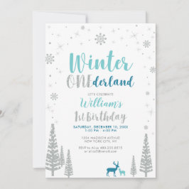 Invitación Silver Winter onederland Primera fiesta de cumplea