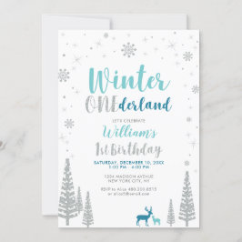 Invitación Silver Winter onederland Primera fiesta de cumplea