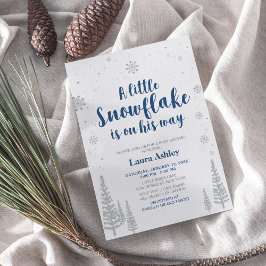 Invitación Silver Winter Wonderland, Boy Baby Shower